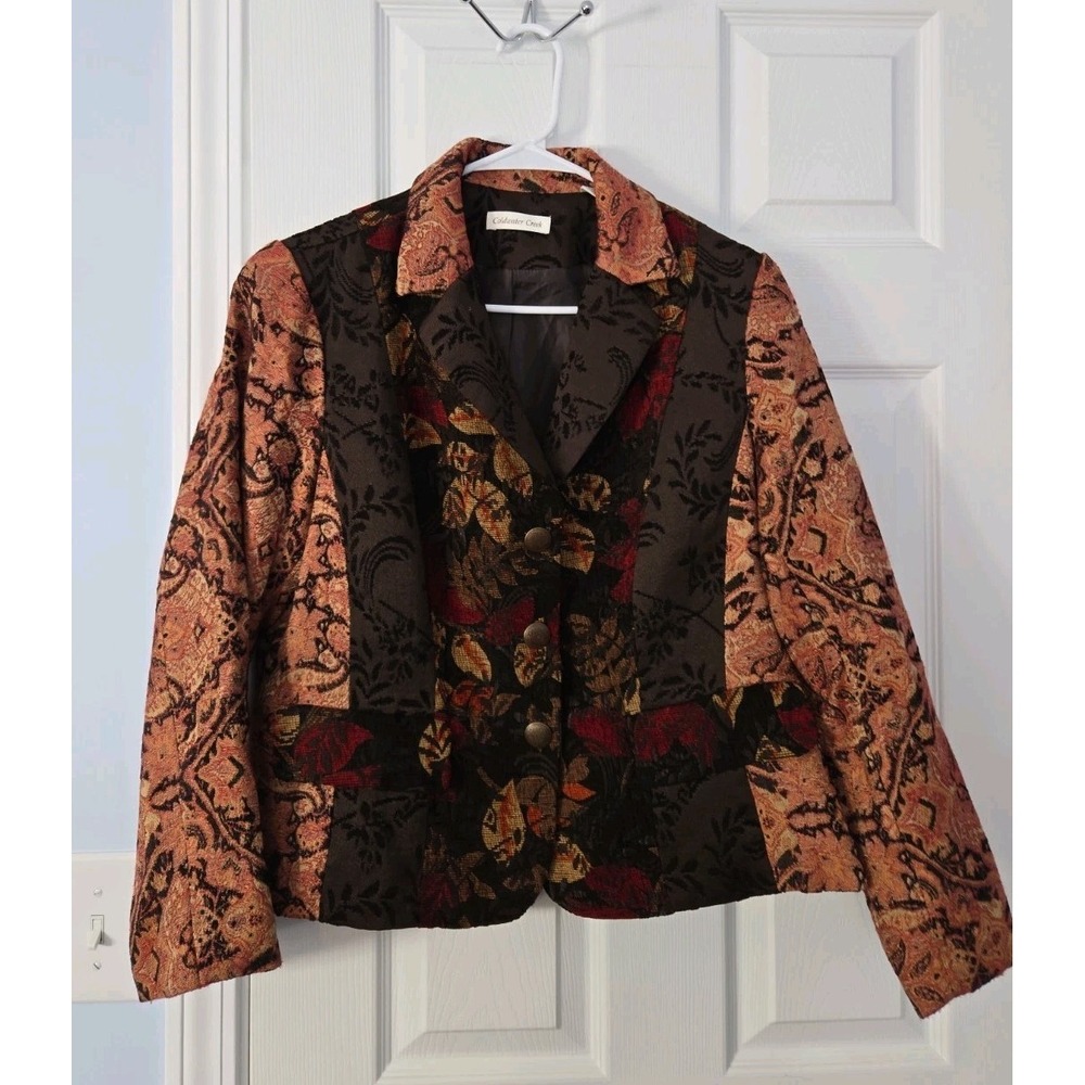 Coldwater Creek Womans Blazer Size P14 Multicolor Geometric Design